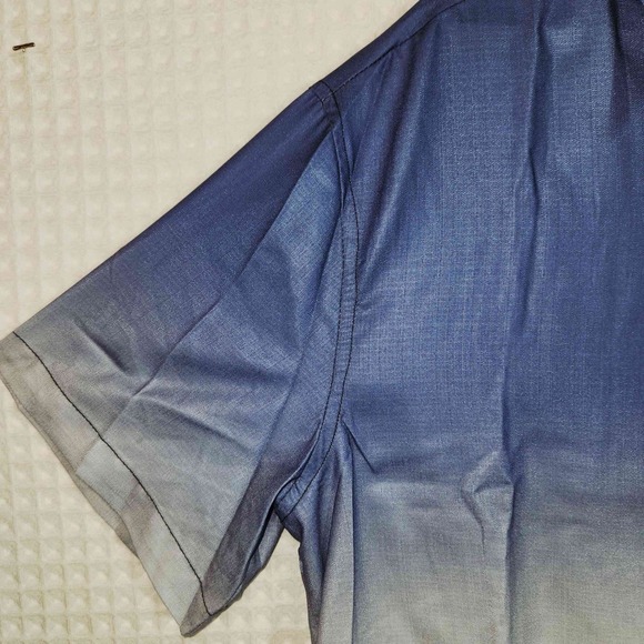 HARDADDY Men's Blue Ombre Palm Tree Button Down Short Sleeve Shirt New With Tag - Picture 4 of 9